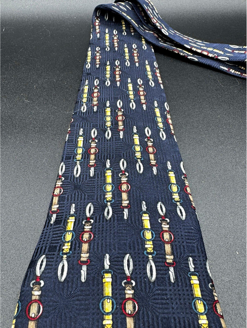 Vintage GANT Limited Edition Silk Tie Watch Print Navy 56” x 4” USA